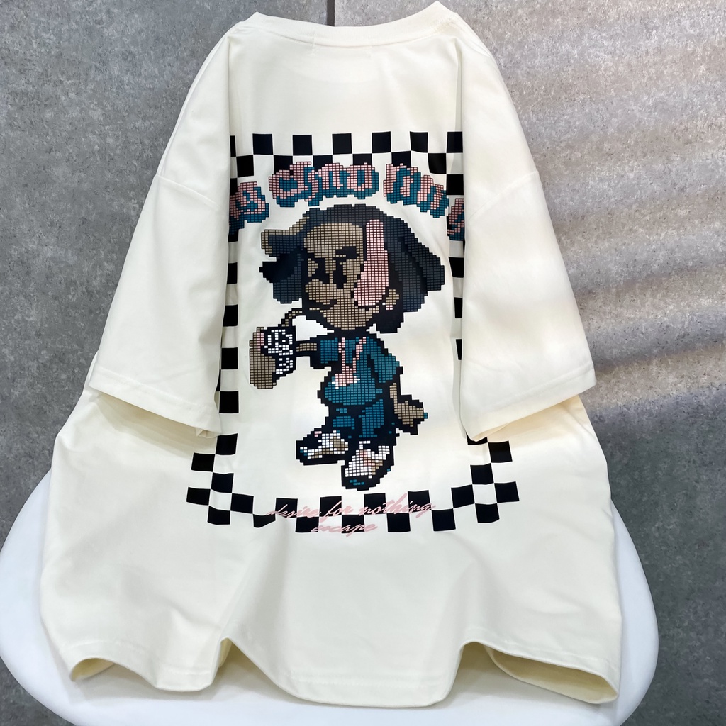 Áo Thun Tay Lỡ Unisex NOTHING màu KEM/XÁM ❤️/Nam nữ unisex ❤️ Áo phông cổ tròn form rộng