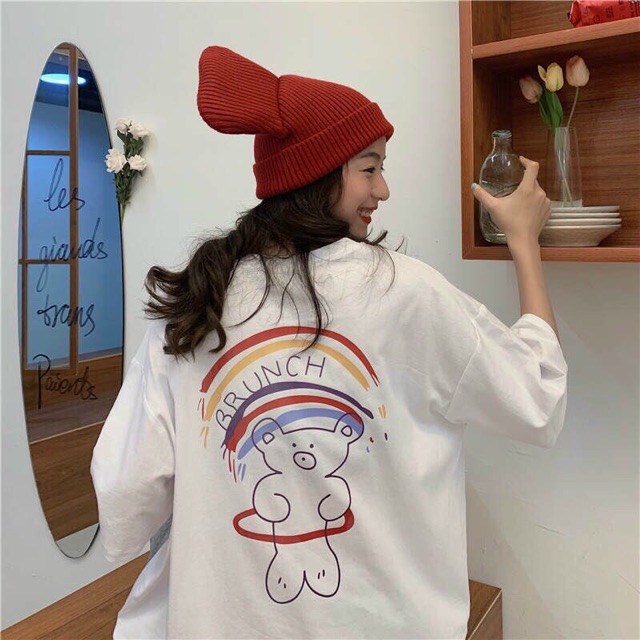 Áo thun tay lỡ FREESHIP Áo thun Gấu Teddy dáng rộng OVERSIZE hot hit [ao thun freesize]