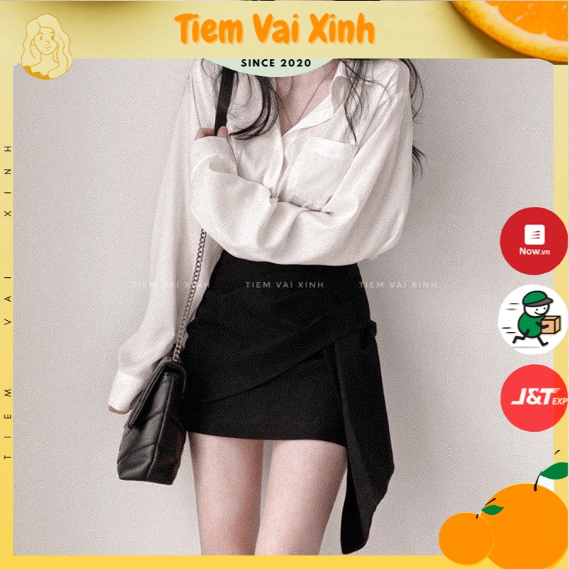 Set Áo Sơ Mi Mix Chân Váy Ngắn [Tiệm Vải Xinh] Set Chân Váy Ngắn Phối Áo Sơ Mi Công Sở