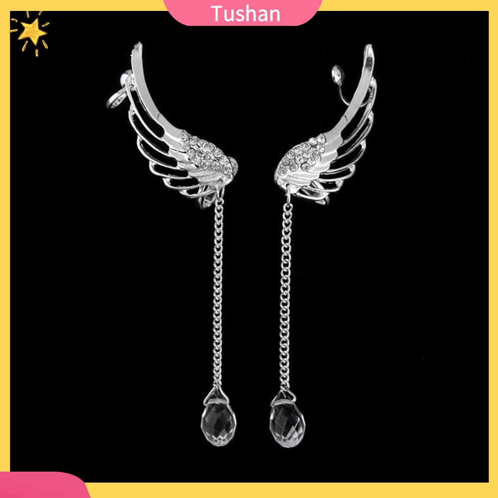 Khuyên vành tai hình cánh thiên thần đính đá dễ thương cho nữ