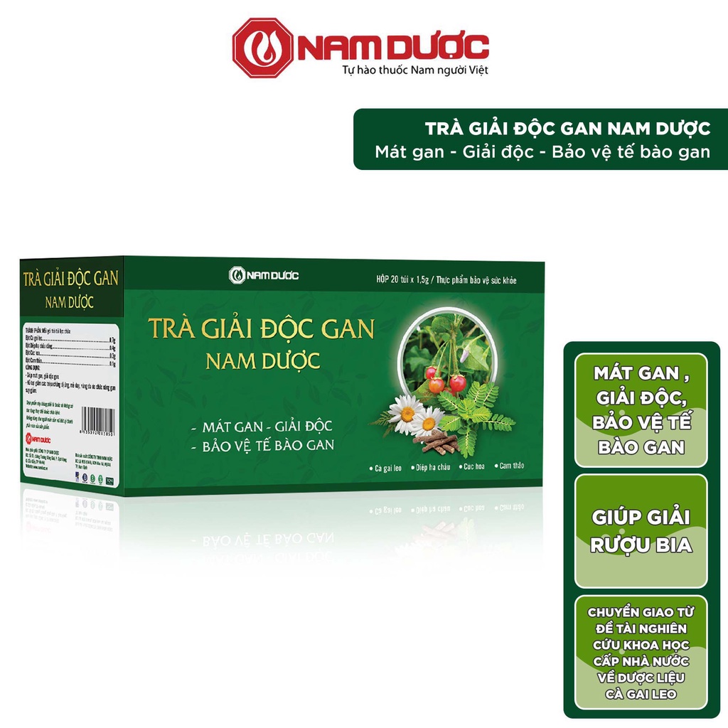 Trà giải độc gan Nam Dược  thanh nhiệt, giải độc, bảo vệ tế bào và tăng cường chức năng gan
