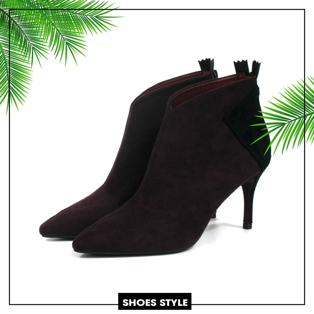 Boots 7cm Ankle boots, Da lộn, đáp gót đen Mã BO100358-2 (2)