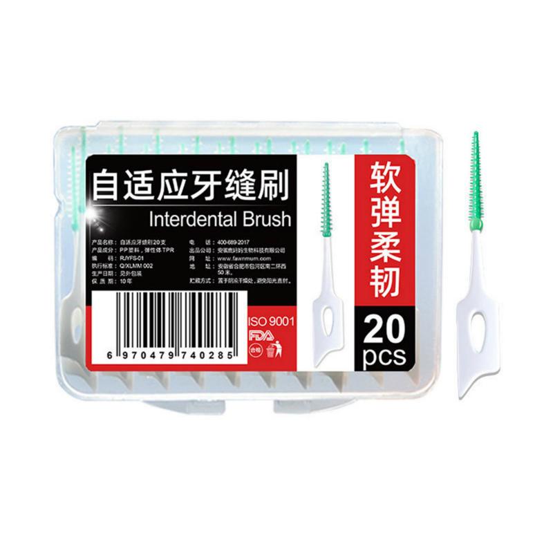 [Hàng mới về] Set 20 cây chải kẽ răng silicon mềm chăm sóc răng miệng cho người lớn