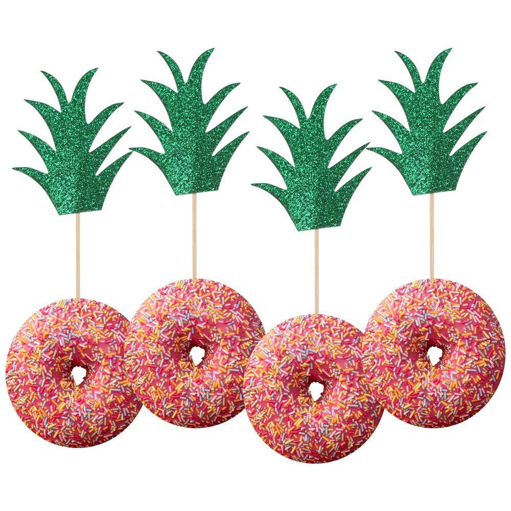 YNATURAL Set 24 Que Cắm Trang Trí Bánh Cupcake Chủ Đề Quả Dứa Nhiệt Đới
