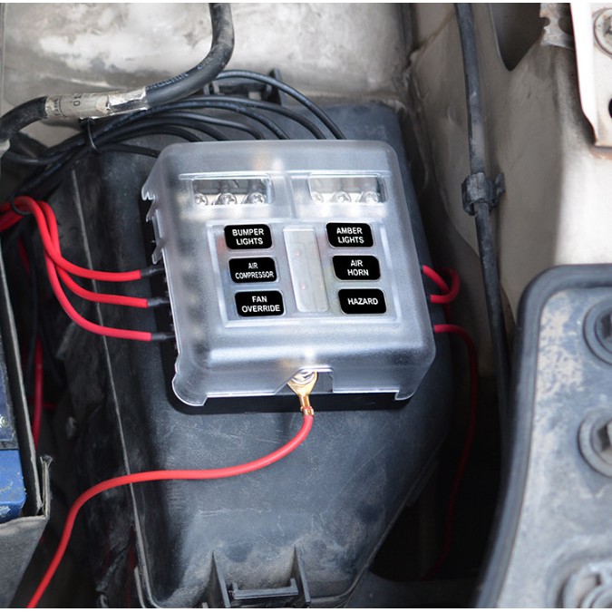 Hộp 6 cầu chì dành cho ô tô, tàu thuyền điện áp 12/24v