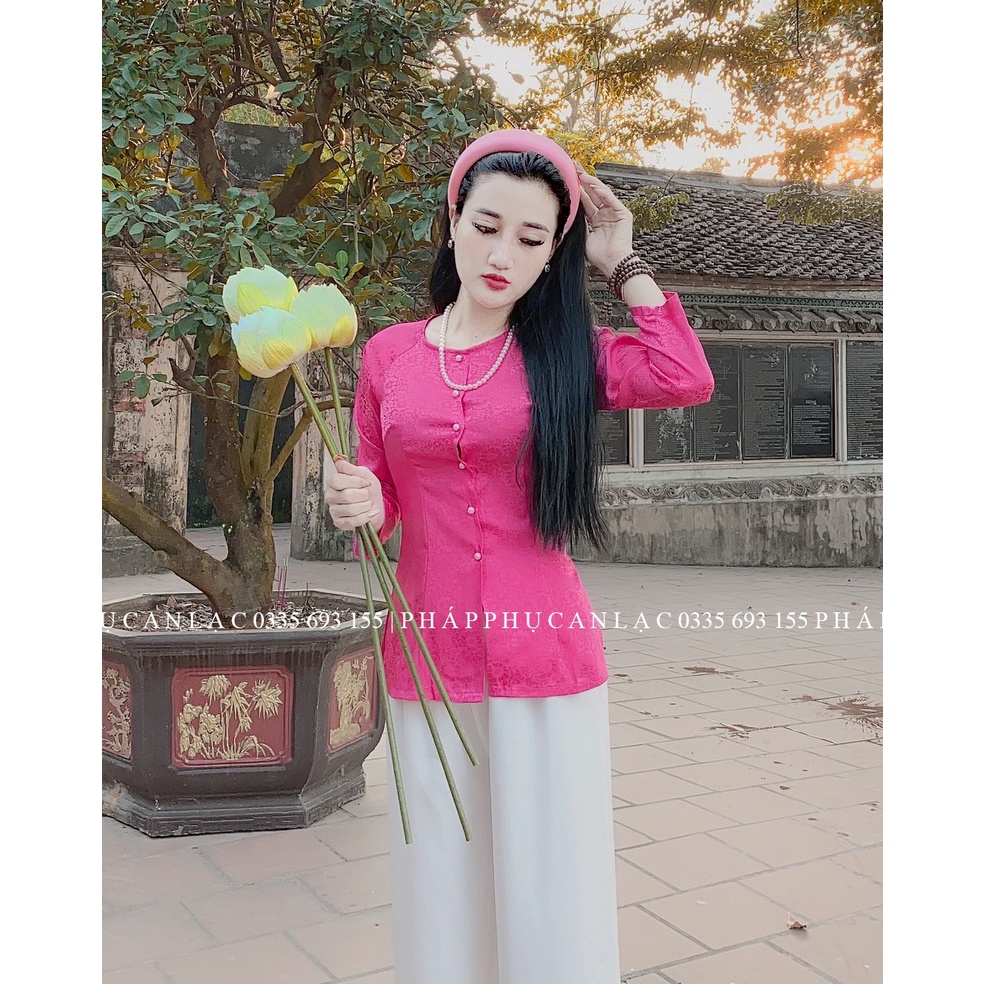Bộ Áo Bà Ba Quần Trắng Vải Lụa Gấm Mềm Mịn, Đồ Lam Đi Chùa Mặc Cực Thoải Mái Duyên Dáng, Kín Đáo