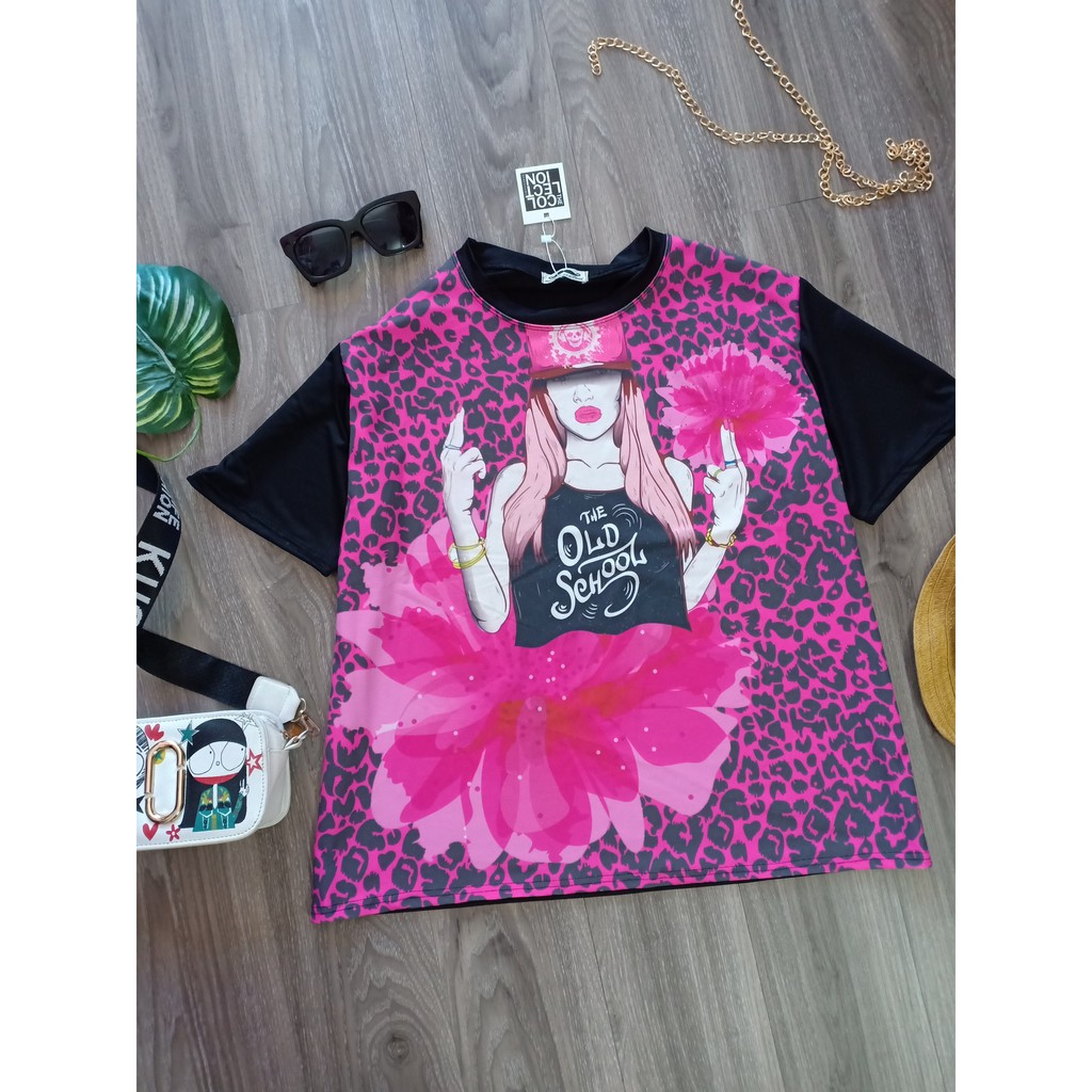 áo thun thái unisex bigsize[da beo hồng