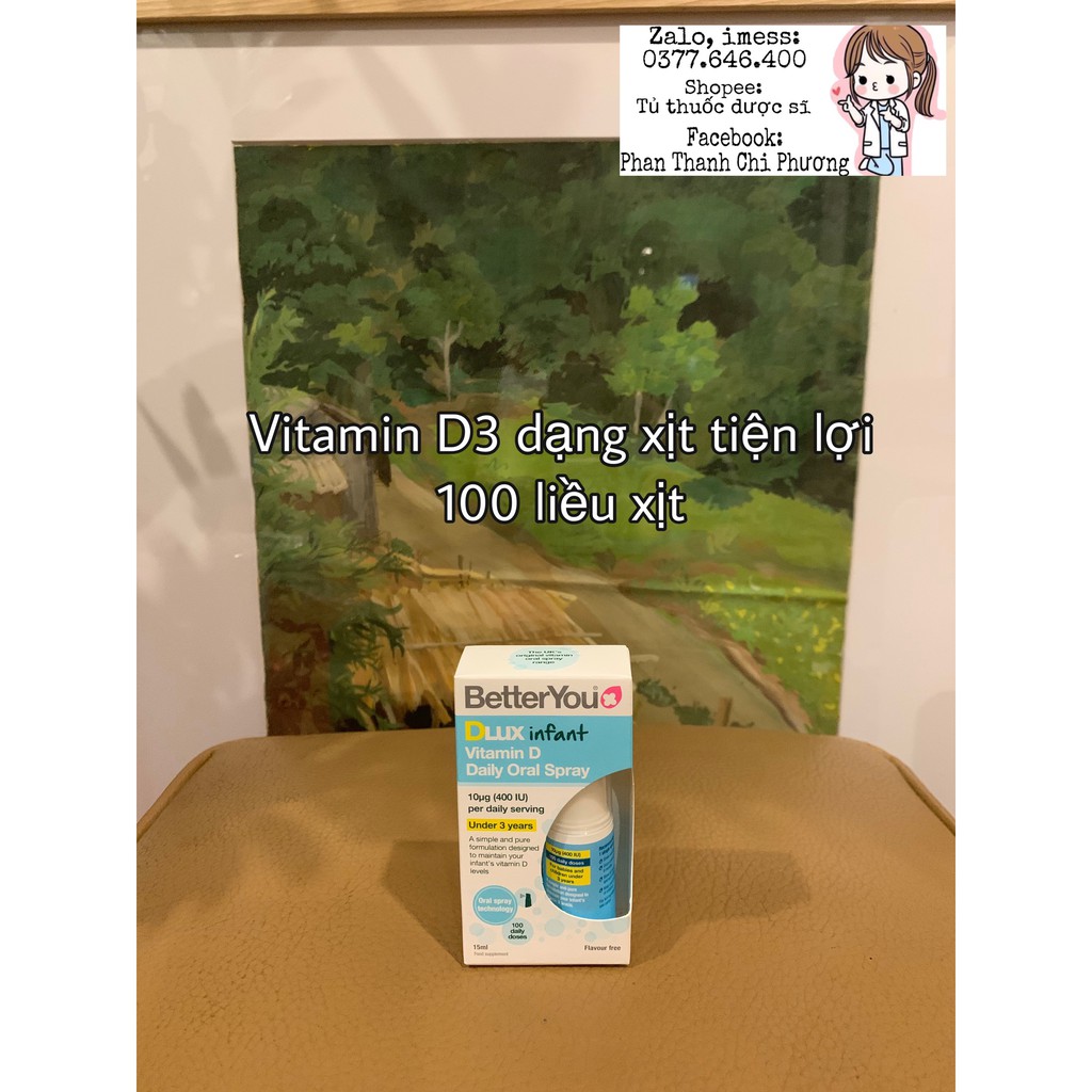 [Tủ dược sĩ] Vitamin D3 DLUX BETTER YOU dạng xịt tiện dụng cho bé 0-3 tuổi 100 liều xịt 400UI