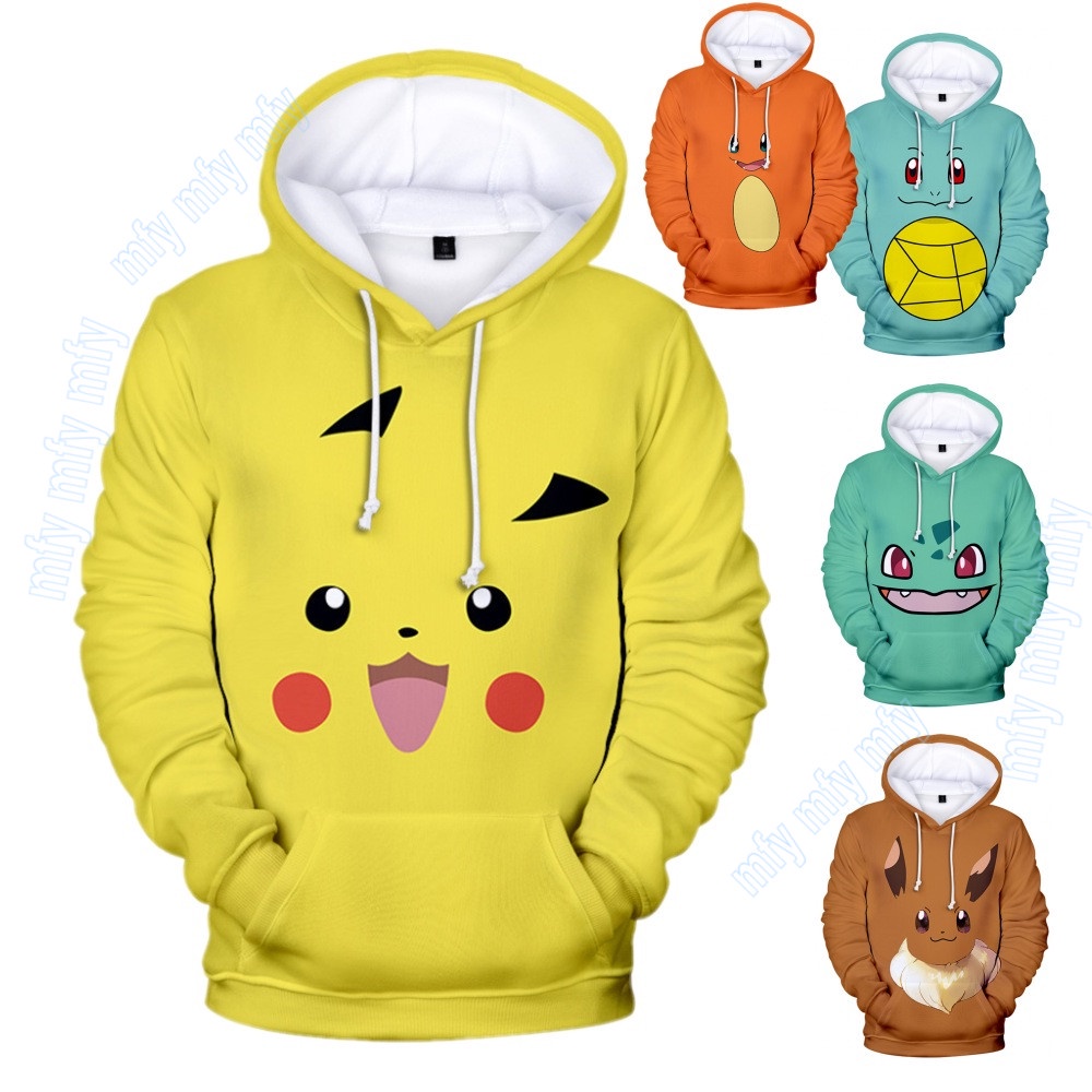 Áo Khoác Hoodie Pokemon Pikachu Eevee Charmander Squirtle Bulbasaur Hóa Trang Cho Bé Trai / Bé Gái