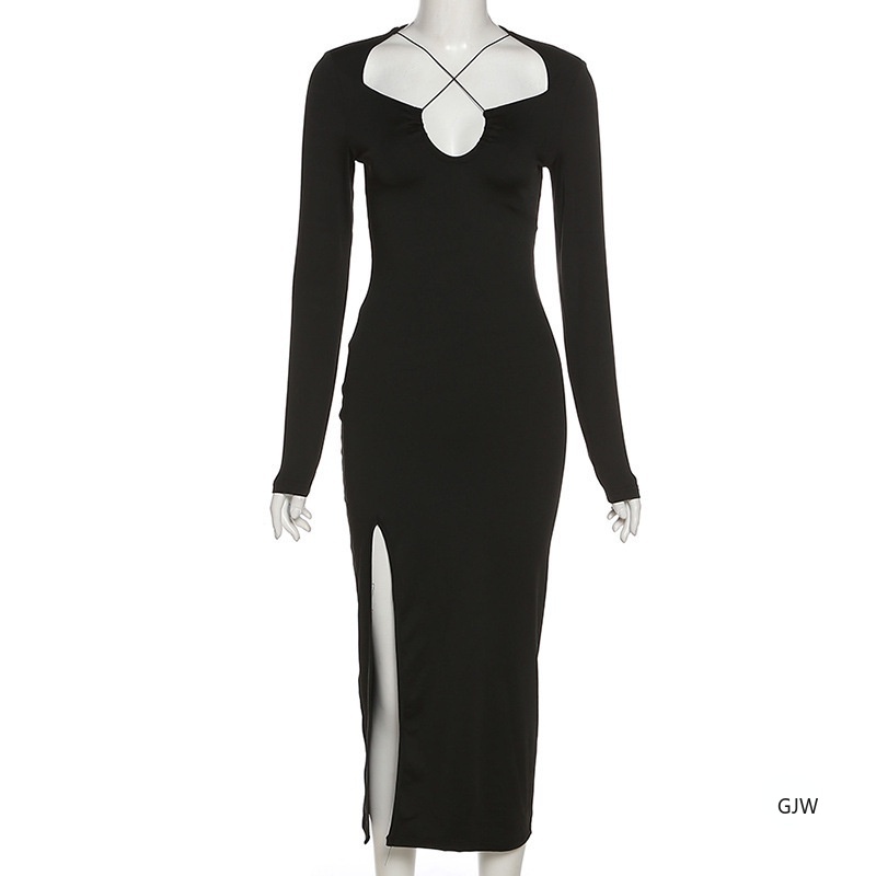 Đầm Dài Tay Xẻ Tà Cao Gợi Cảm Dành Cho Nữ