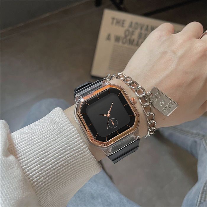 Đồng Hồ Quartz Nữ Mặt Vuông Dây Silicone