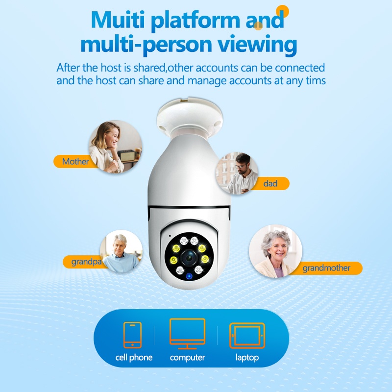 Camera An Ninh E27 cctv IP 1080HD 3MP 5G wifi ptz cctv Không Dây Xoay 360 Độ Hình Bóng Đèn | BigBuy360 - bigbuy360.vn