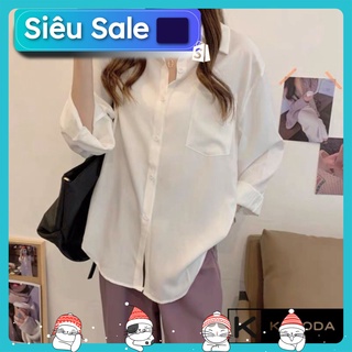 Áo sơ mi nữ form rộng dài tay cotton lụa hàn unisex