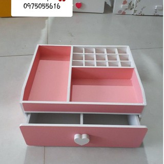 Kệ mỹ phẩm 2 tầng 25cm hồng phấn