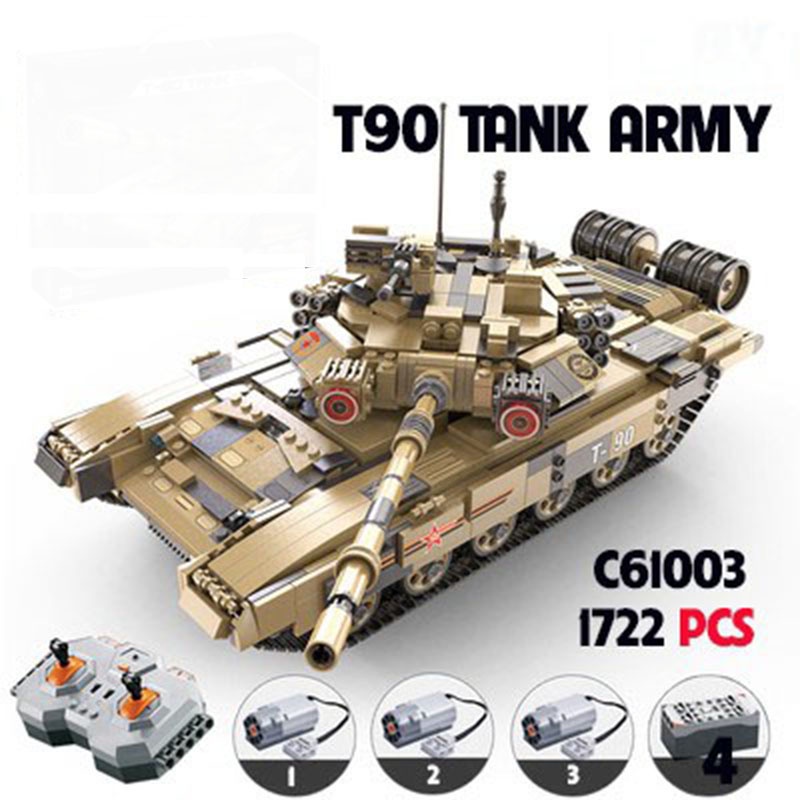 Đồ Chơi Lắp Ráp Kiểu LEGO Mô Hình Xe Tăng Điều Khiển RC T90 ARMY TANK CaDa C61003 - 1722 Mảnh Ghép - Chạy Bằng Động Cơ