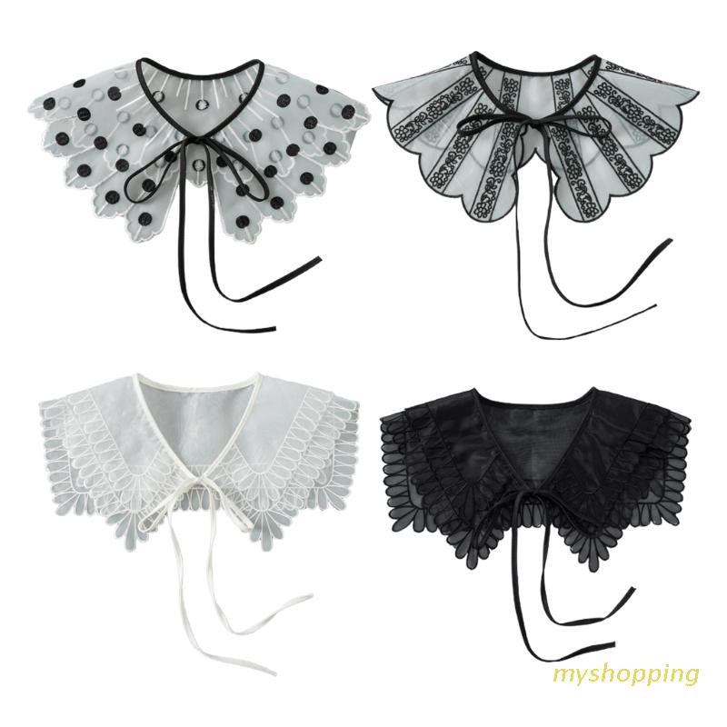 Cổ áo sơ mi giả họa tiết thêu thời trang thanh lịch cho nữ