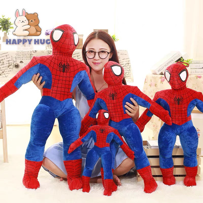 Thú bông siêu anh hùng người nhện Spider Man size 55/70/90 cm loại vải dù có khung form cứng cáp - Happy Hug