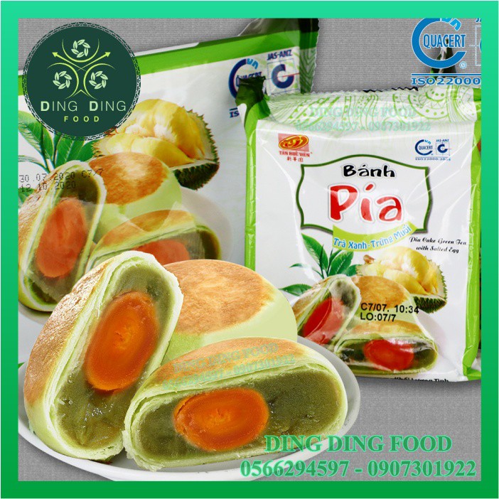 [ Combo 2 Bịch ] Bánh Pía Trà Xanh Sầu Riêng Trứng 300g ( 1 Bịch 2 Cái ) Tân Huê Viên - DING DING FOOD