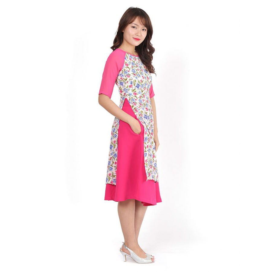 Áo dài cô ba phối tay vol-MS2018-8AD không kèm chân váy
