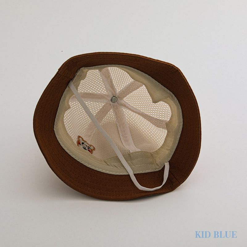 Mũ Tai Bèo Phối Lưới Thêu Hình Gấu Nhỏ Dễ Thương Cho Bé