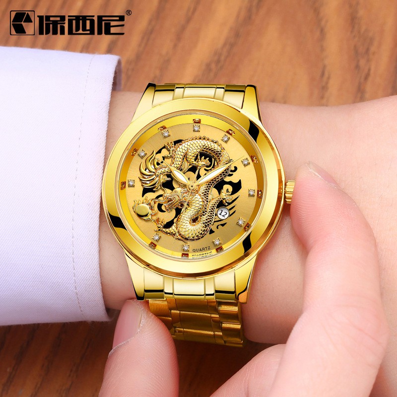 Đồng hồ đeo tay nam, đồng hồ nam chính hãng, mặt rồng, có lịch, thời trang cao cấp, sang trọng