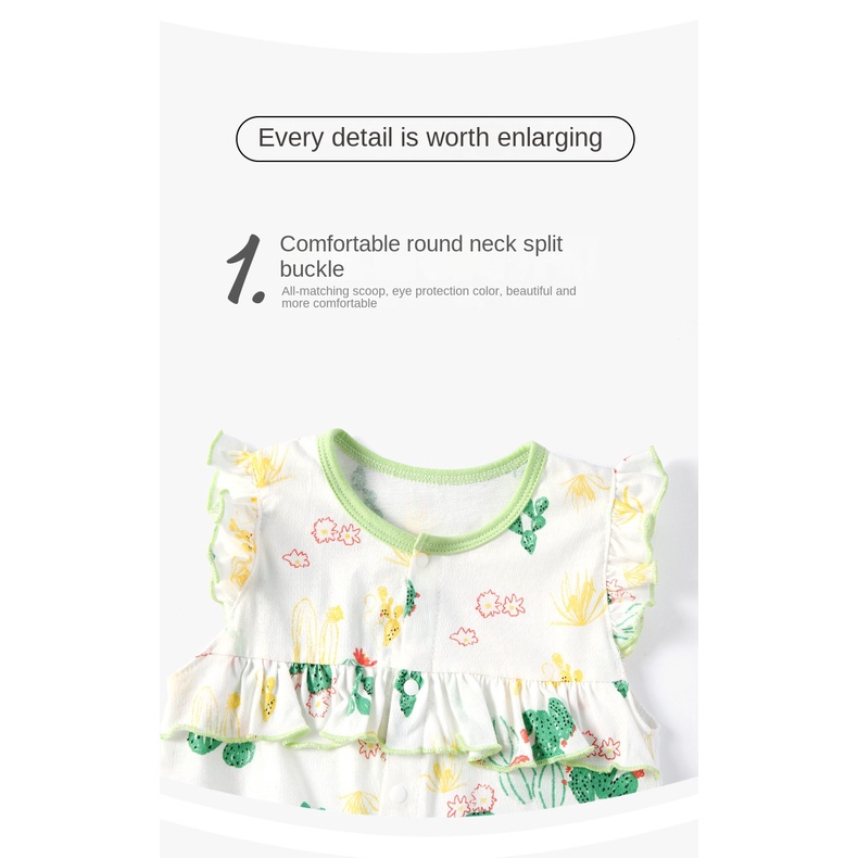 Bộ Áo Liền Quần Cotton Không Tay In Họa Tiết Dễ Thương Cho Bé Trai &amp; Gái 0-24 Tháng Tuổi