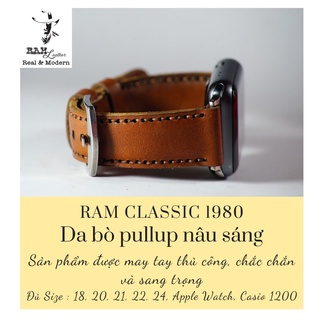 Mua Dây apple watch da bò nâu đỏ handmade bền chắc cực đẹp RAM Leather classic 1980 - tặng khóa chốt và adapter