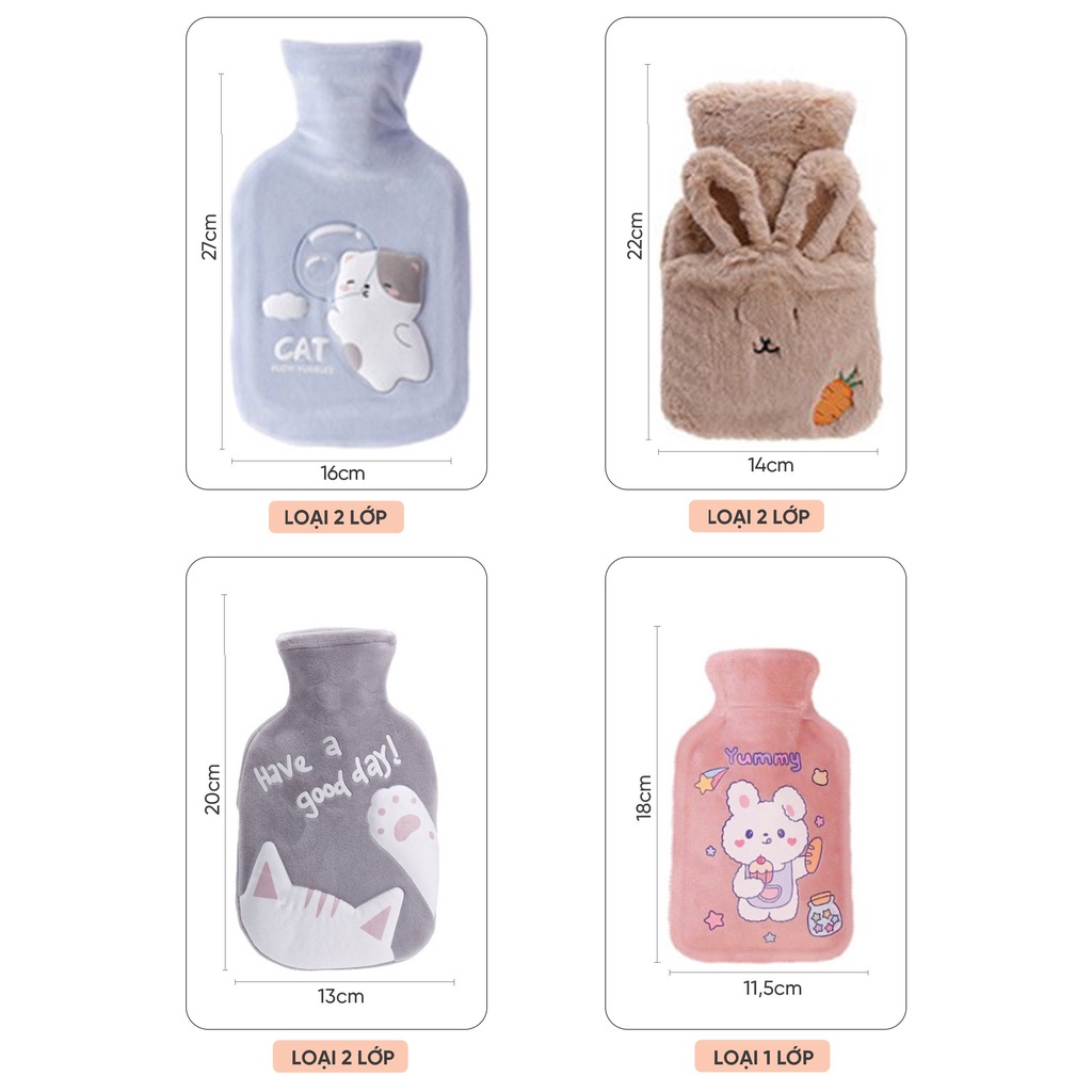 Túi chườm nóng đau bụng kinh 350ml - Túi chườm nóng lạnh giữ nhiệt sưởi ấm đa năng hạ sốt giảm đau bụng kinh