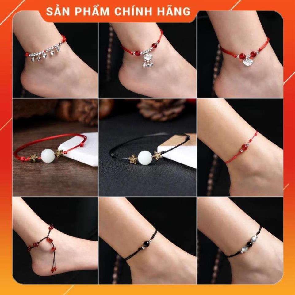 [Bản Mới Nhất] Lắc chân nữ chỉ đỏ cầu may mắn đính hạt phong cách Hàn Quốc 14 mẫu JL64