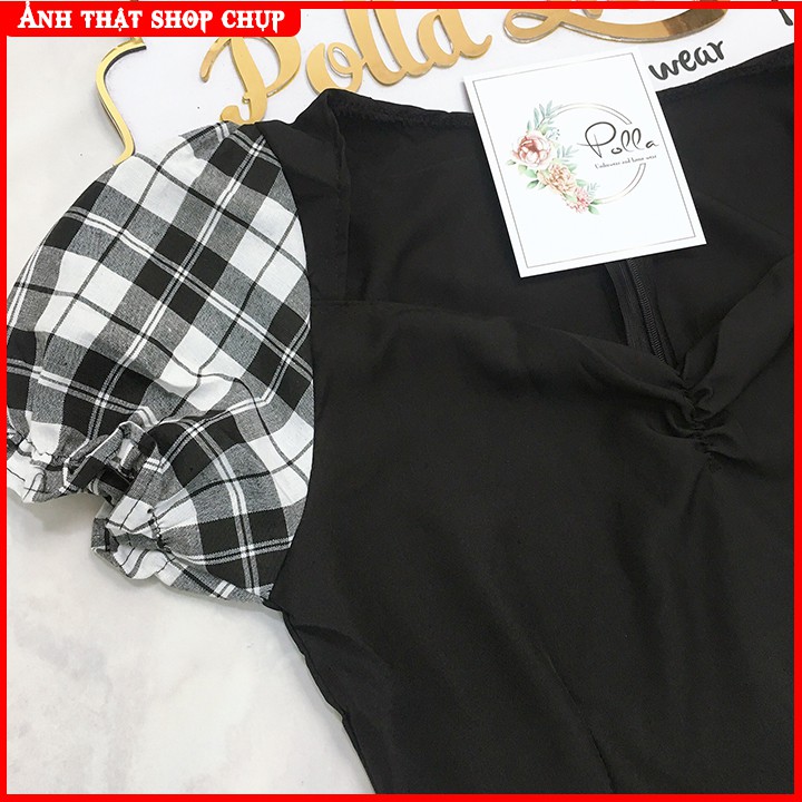 Váy đầm nữ đẹp xẻ tà Polla B041, Thiết kế kiểu đầm body sẻ tà gợi cảm, Cổ vuông kết hợp tay bồng cộc tay, Váy freesize | BigBuy360 - bigbuy360.vn