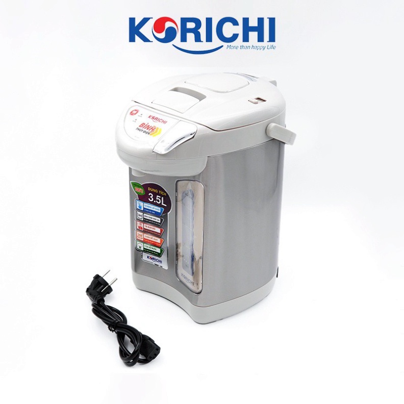 Bình thủy điện đa năng Korichi - 5235, bình thủy inox cao cấp, chống cạn, 2 chế độ bơm (3.5L)