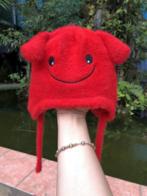 mũ len mặt cười có dây buộc loại mới