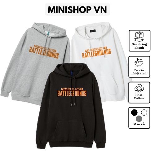 Áo nỉ hoodie nam nữ Player Unknown's Battlegrounds chất nỉ bông dày ấm mềm mịn dáng rộng thoải mái