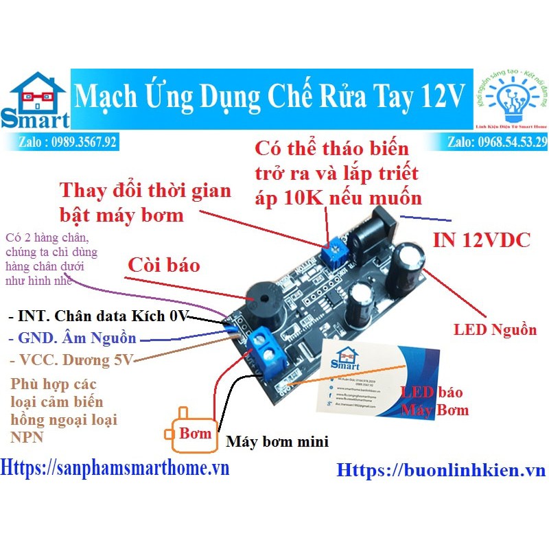 Mạch rửa tay tự động 12v