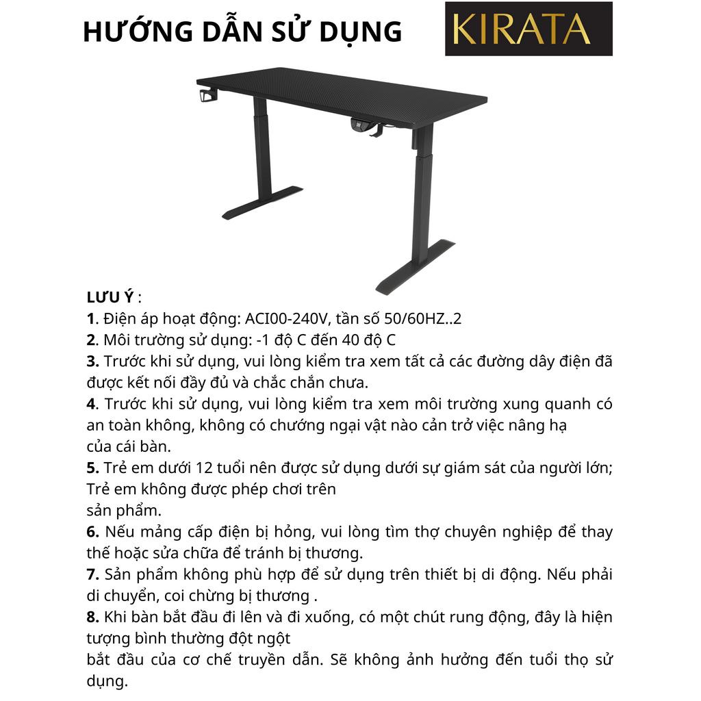 Bàn Nâng Hạ Công thái Học BHN - KIRATA ,Làm Việc Bảo Vệ Cột Sống , Tăng Giảm Chiều Cao Thích Hợp