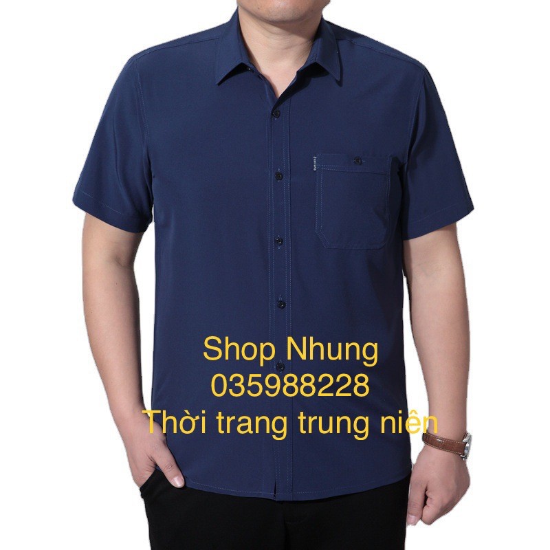 Áo sơ mi nam trung niên cộc tay chất đẹp pha cotton hàng công ty SADOGA