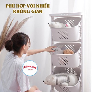 Kệ đựng đồ 4 tầng đa năng 5567, Rổ đựng quần áo 3 tầng có bánh xe nhựa Việt  Nhật thành luân mart com 6