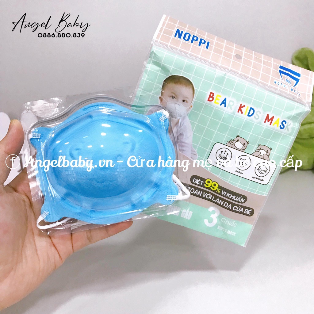 Khẩu trang hình gấu 3D Noppi Mask an toàn cho bé yêu