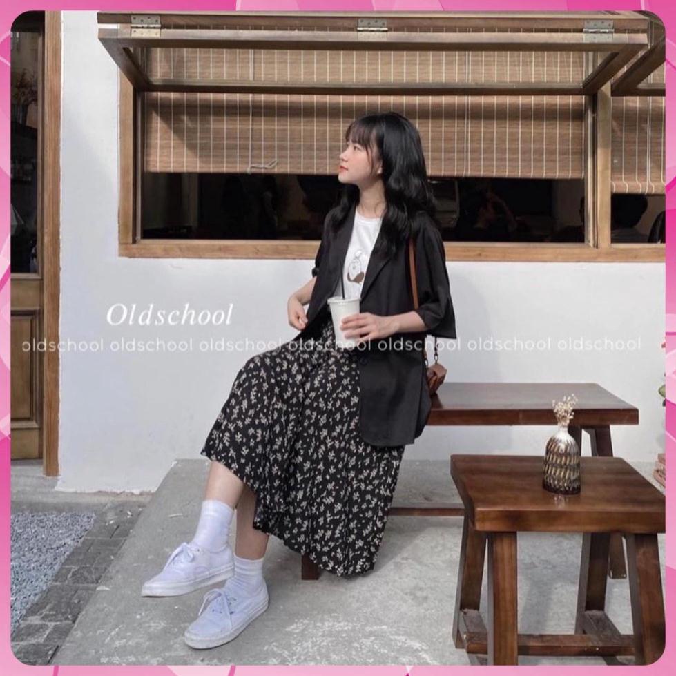 S40 CAO CẤP Combo 3 món: Áo blazer kèm chân váy hoa nhí và áo thun (S40) OR