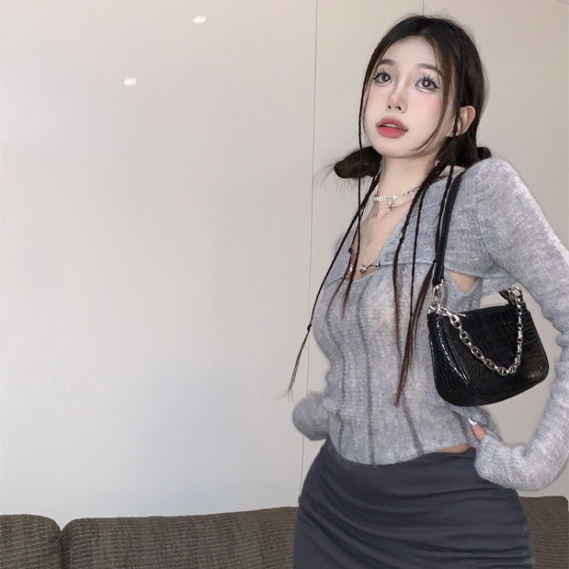 Áo Khoác Cardigan Dệt Kim Thời Trang Mùa Thu Quyến Rũ Dễ Phối Đồ