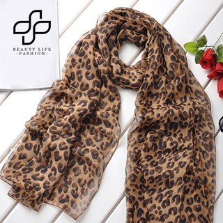 Khăn Choàng Chiffon Họa Tiết Da Báo