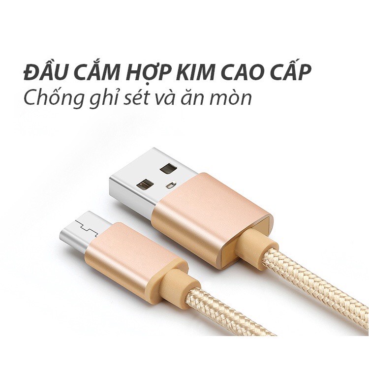 Cáp sạc bọc dù,dây sạc chống đứt gãy siêu bền dùng cho điện thoại, máy tính bảng