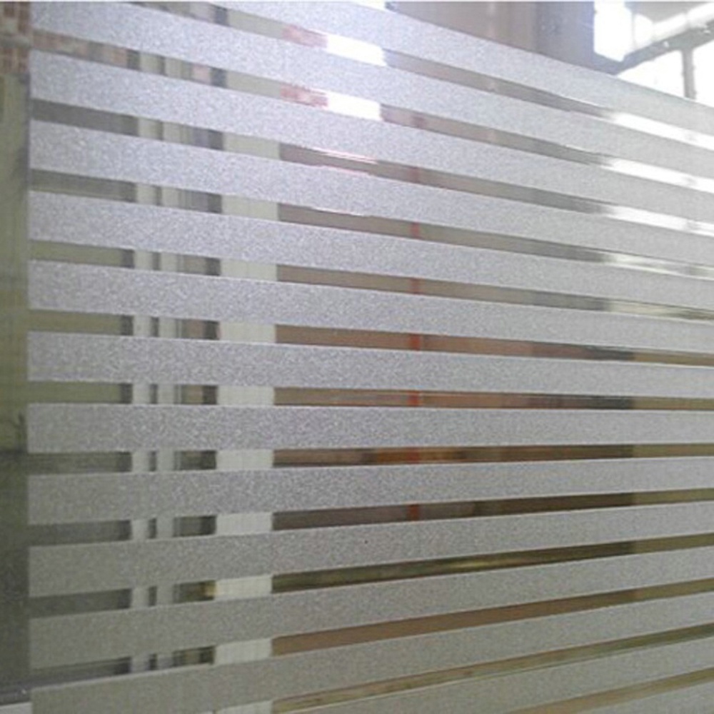 Miếng Dán Làm Mờ Cửa Kính Họa Tiết Kẻ Sọc Tiện Dụng Cho Nhà Tắm/ Văn Phòng