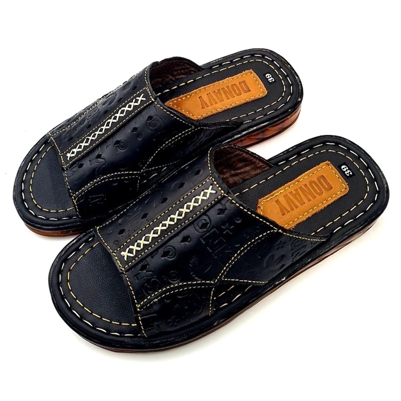 Dép quai ngang da bò trung niên-Kínon Shop