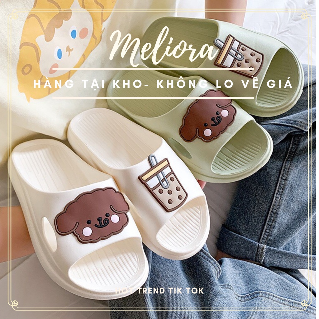 Dép gấu trà sữa 3 màu pastel có thông hơi siêu êm