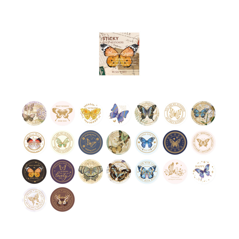 Hộp 46 Miếng Dán Trang Trí Sổ Tay Hình Bướm Dễ Thương Box Sticker ST432
