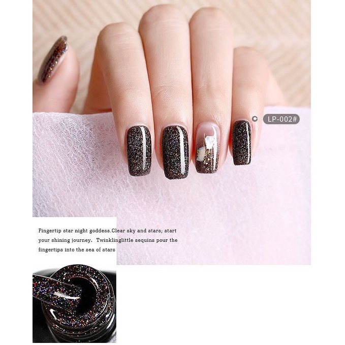Sơn móng tay gel sơn nhũ Flash sơn gel AS dùng máy hơ gel tone nhũ flash đen siêu sáng mã LP 15ml