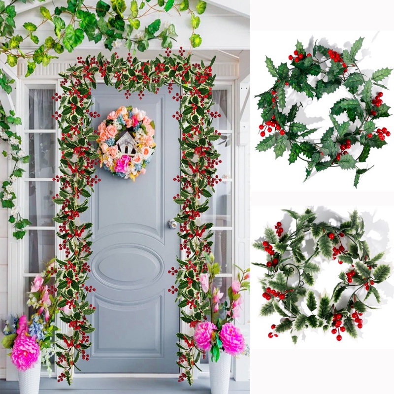2m Dây Lá Nho Đỏ Nhân Tạo Trang Trí Giáng Sinh / Năm Mới / Cửa Sổ / Cầu Thang DIY