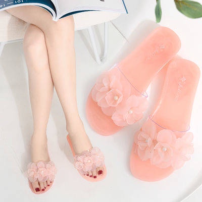Dép Quai Ngang Đính Hoa Ngọc Trai Thời Trang Hàn Quốc