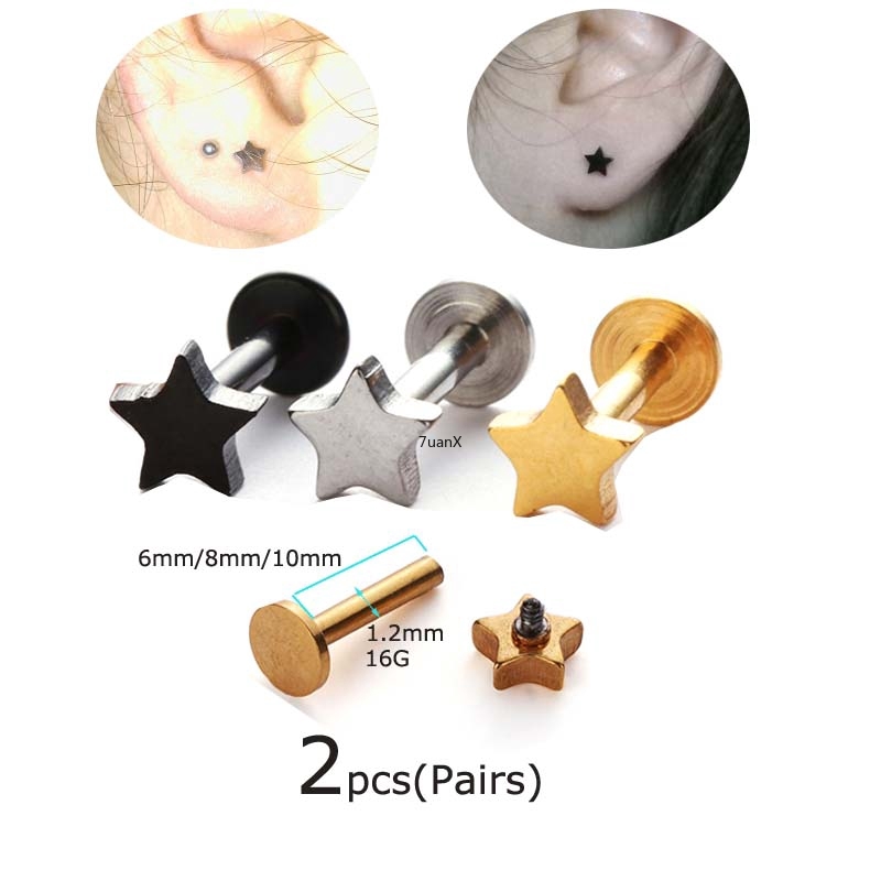 Set 2 Khuyên Môi 16g Bằng Thép Không Gỉ Cá Tính